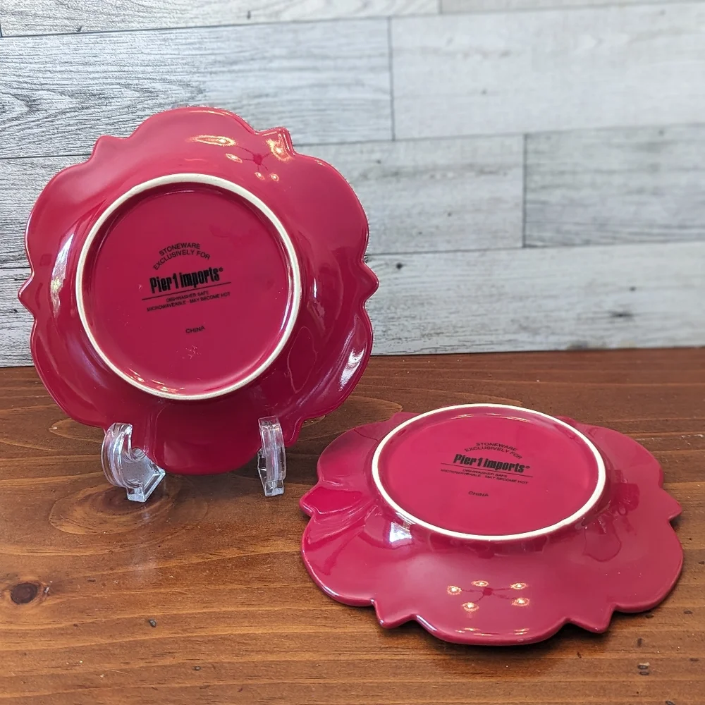 Pier 1 Imports set of 2 red petal plates